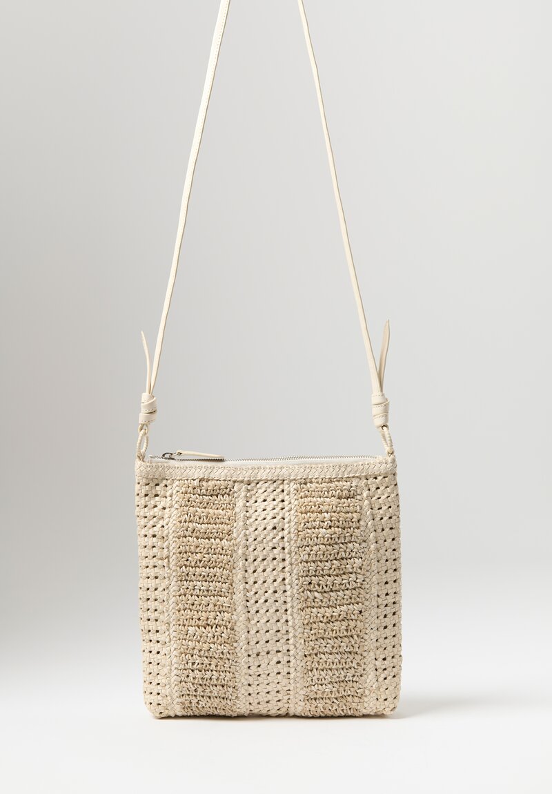 Massimo Palomba Leather Woven Elsa Shoulder Bag in Panna White	