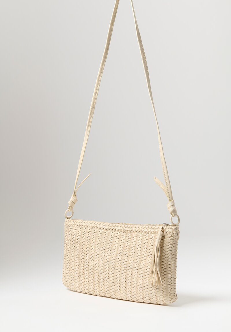 Massimo Palomba Leather Handwoven Frida Shoulder Bag in Panna White	