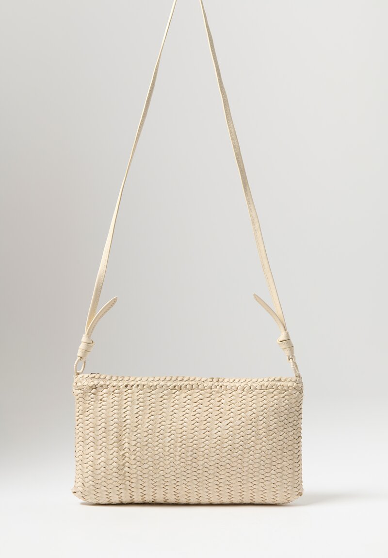Massimo Palomba Leather Handwoven Frida Shoulder Bag in Panna White	