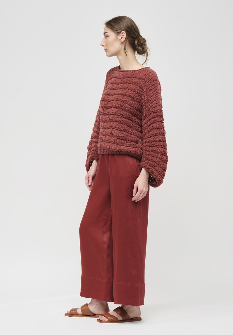 Iris Von Arnim Hand-Knit Tory Sweater in Port Wine Red