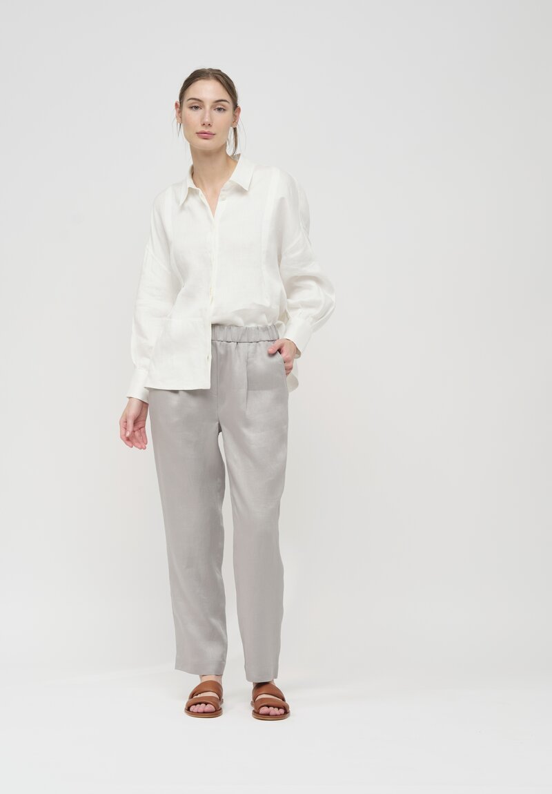 Iris Von Arnim Linen Banu Pants in Chrome Grey	
