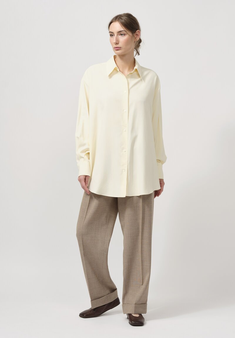 The Row Silk Andra Shirt in Bisque Cream	