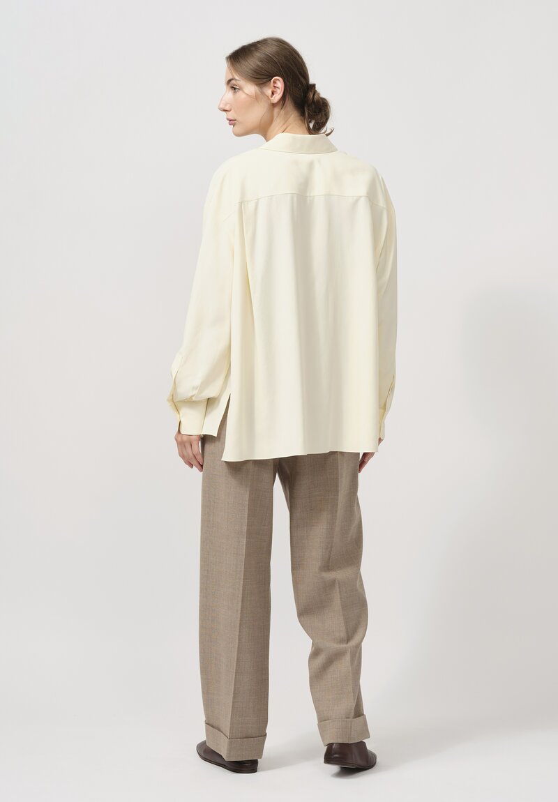 The Row Silk Andra Shirt in Bisque Cream	