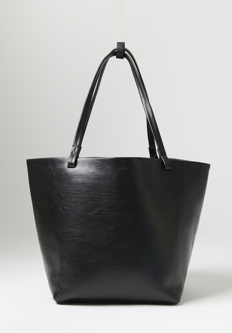 The Row Leather Park Tote Bag in Black	