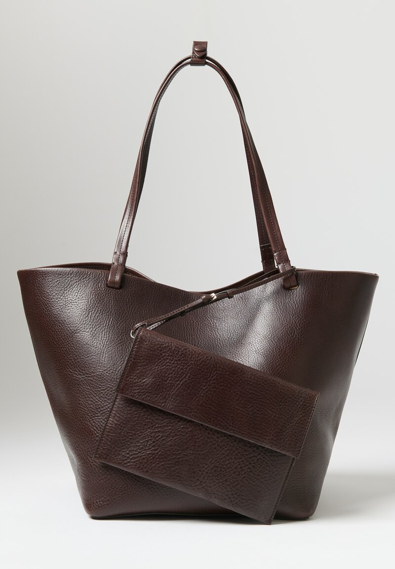 The Row Leather Park Tote Bag in Brown	