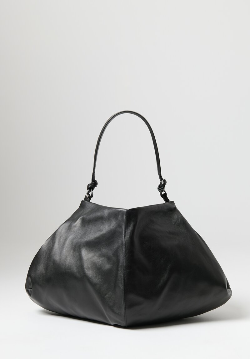 The Row Leather Samia Tote Bag in Black	