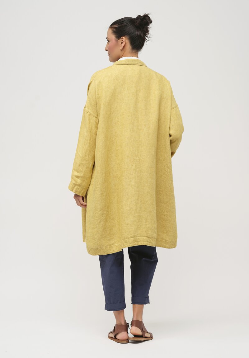 Album di Famiglia Linen Easy Coat in Sun Yellow	