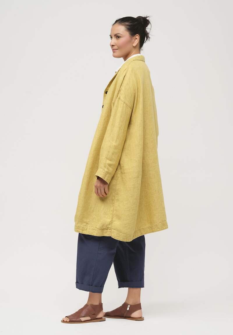 Album di Famiglia Linen Easy Coat in Sun Yellow	