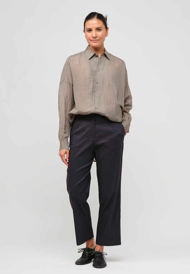 Peter O. Mahler Linen Stretch Bootcut Pants in Navy Blue