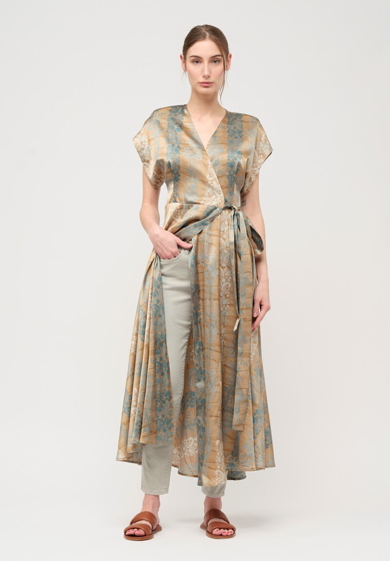 Pierre-Louis Mascia Silk Adanastr Dress in Blue & Natural Garland	