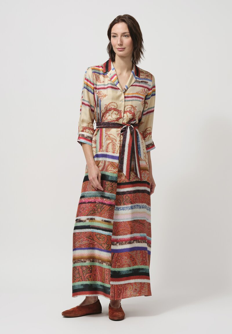 Pierre-Louis Mascia Silk Aloe Dress in Paisley & Crochet