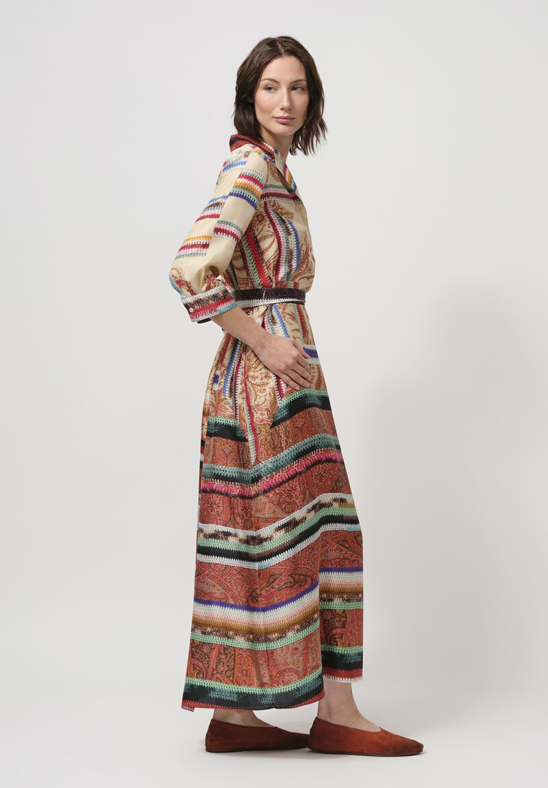 Pierre-Louis Mascia Silk Aloe Dress in Paisley & Crochet