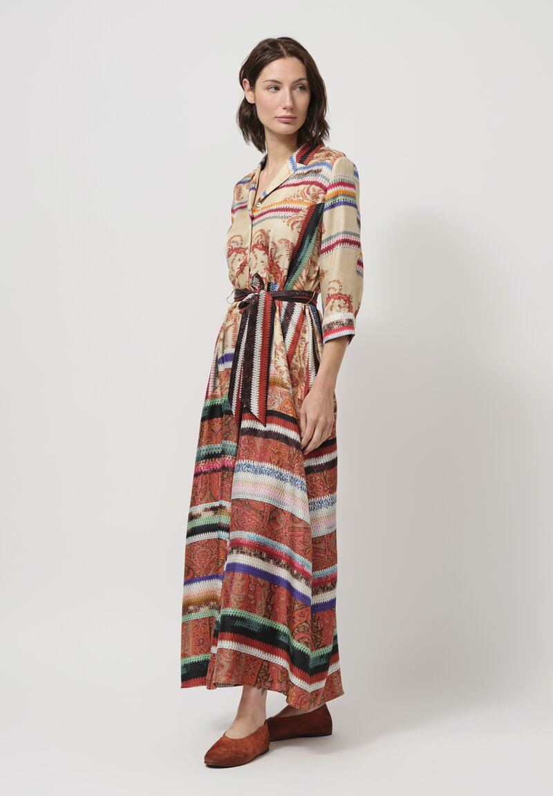 Pierre-Louis Mascia Silk Aloe Dress in Paisley & Crochet