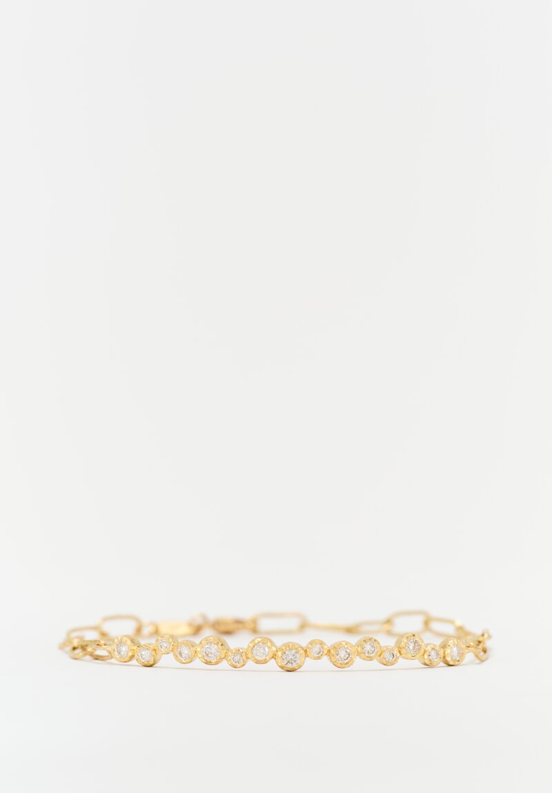 Yasuko Azuma 18K Hammered Gold Diamond Bubble Chain Bracelet