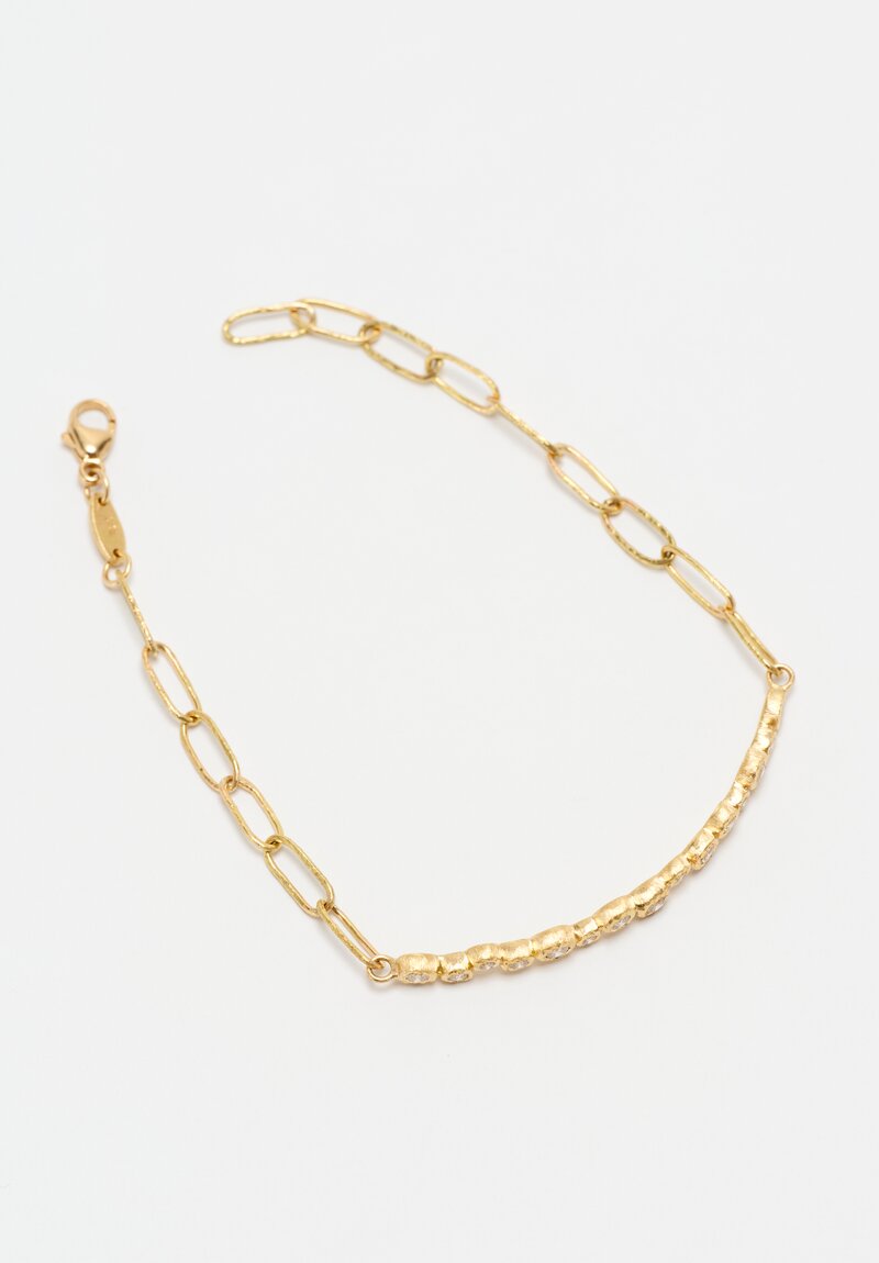 Yasuko Azuma 18K Hammered Gold Diamond Bubble Chain Bracelet