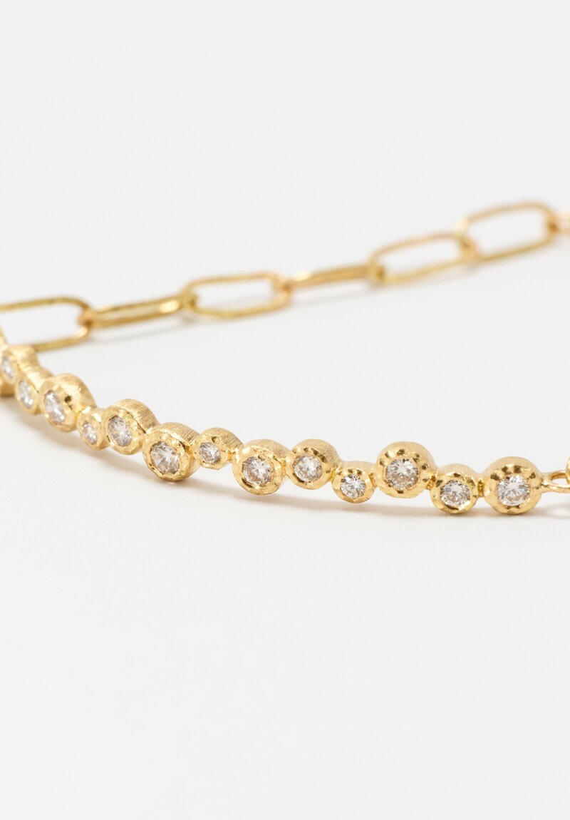 Yasuko Azuma 18K Hammered Gold Diamond Bubble Chain Bracelet