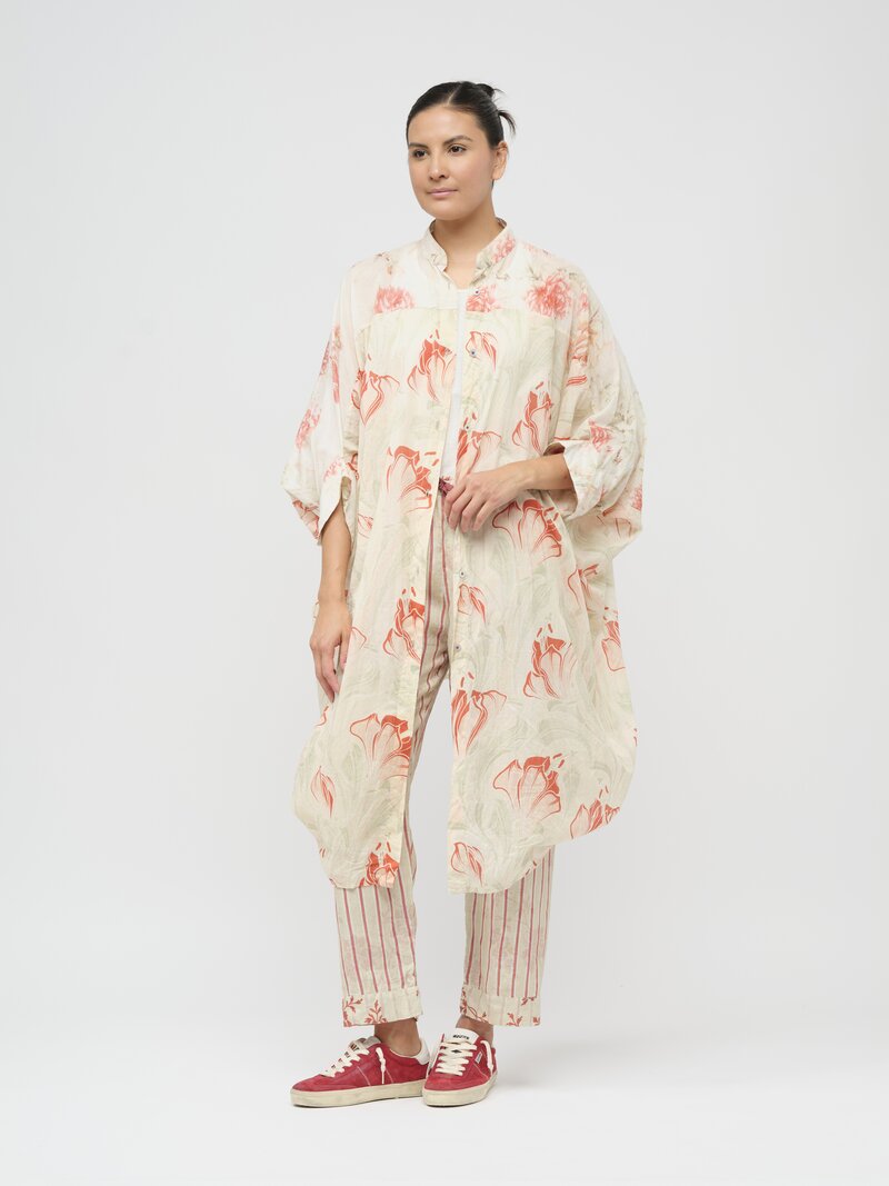 Gilda Midani Printed Cotton Square Dress in Lillies Natural	