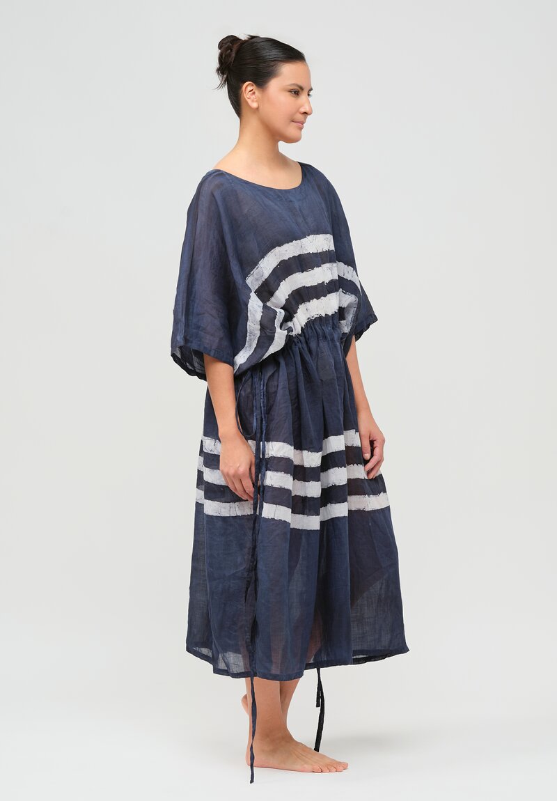 Gilda Midani Linen Pool Dress in Blue & White Stripe	
