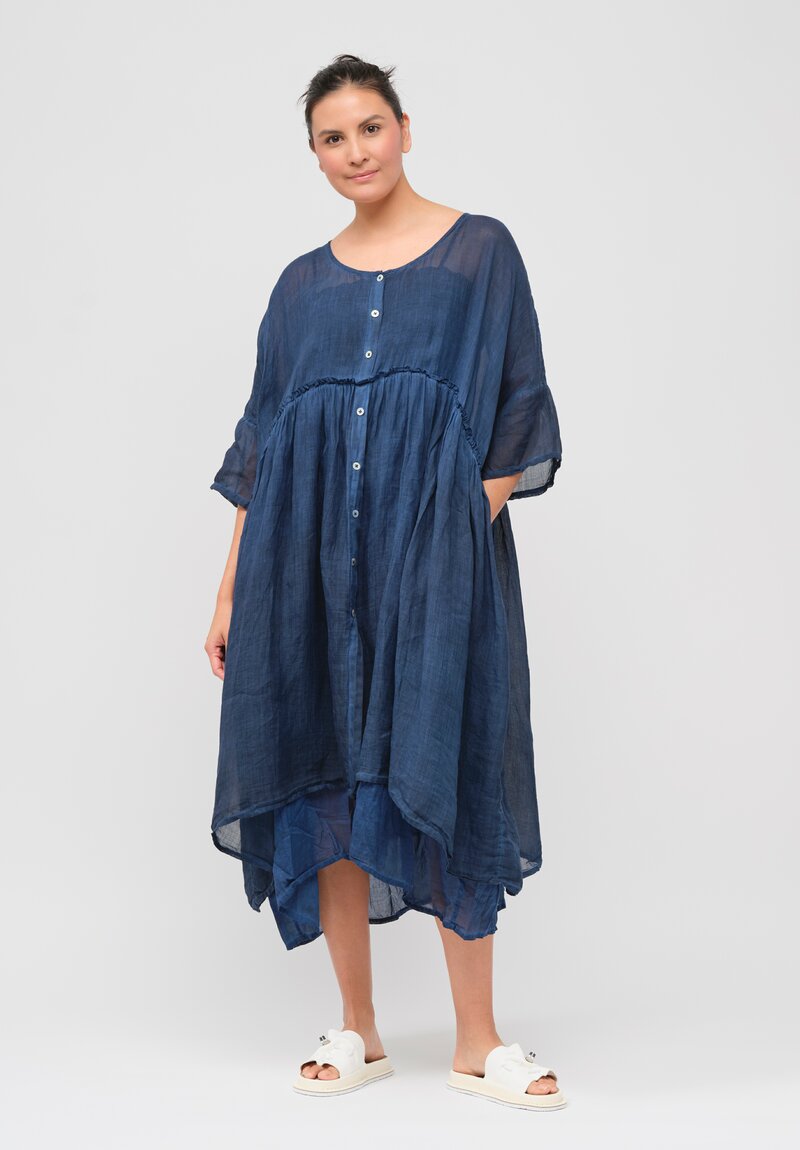 Gilda Midani Linen Solid-Dyed Overdress in Indigo Blue | Santa Fe Dry ...