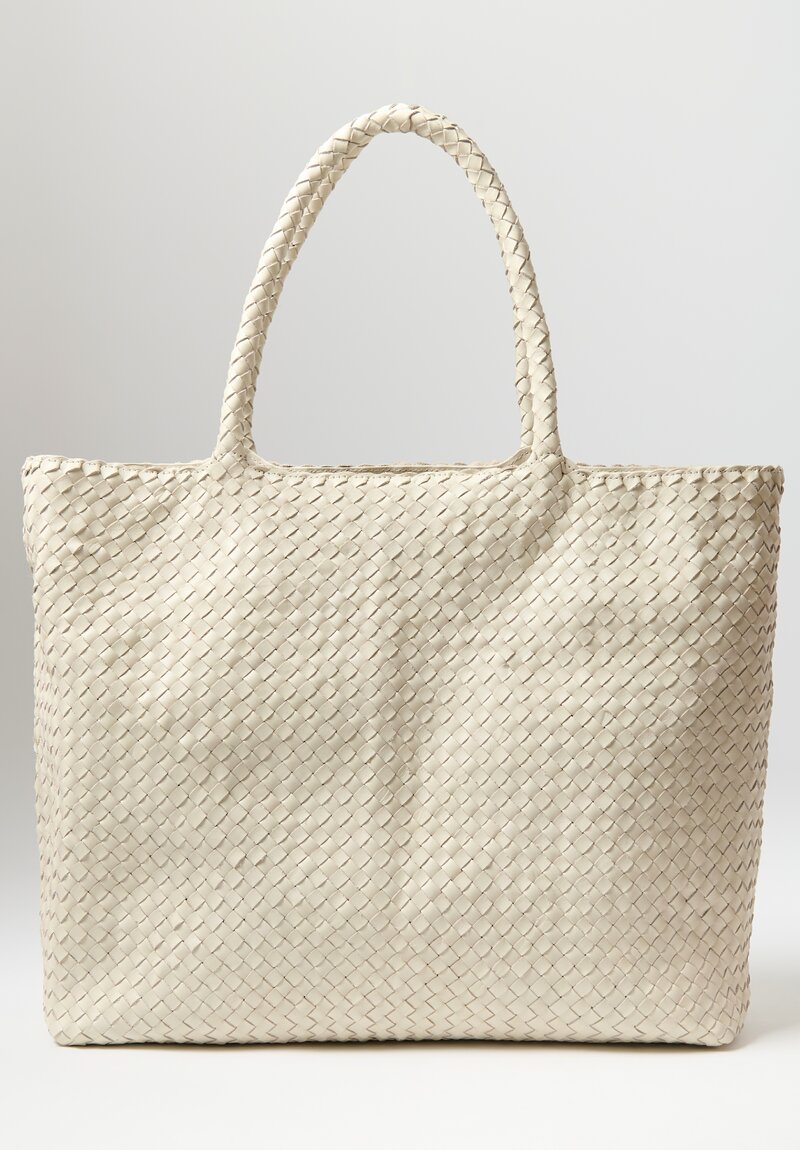 Officine Creative Large Woven Leather Class Tote Bag in Vapore White	