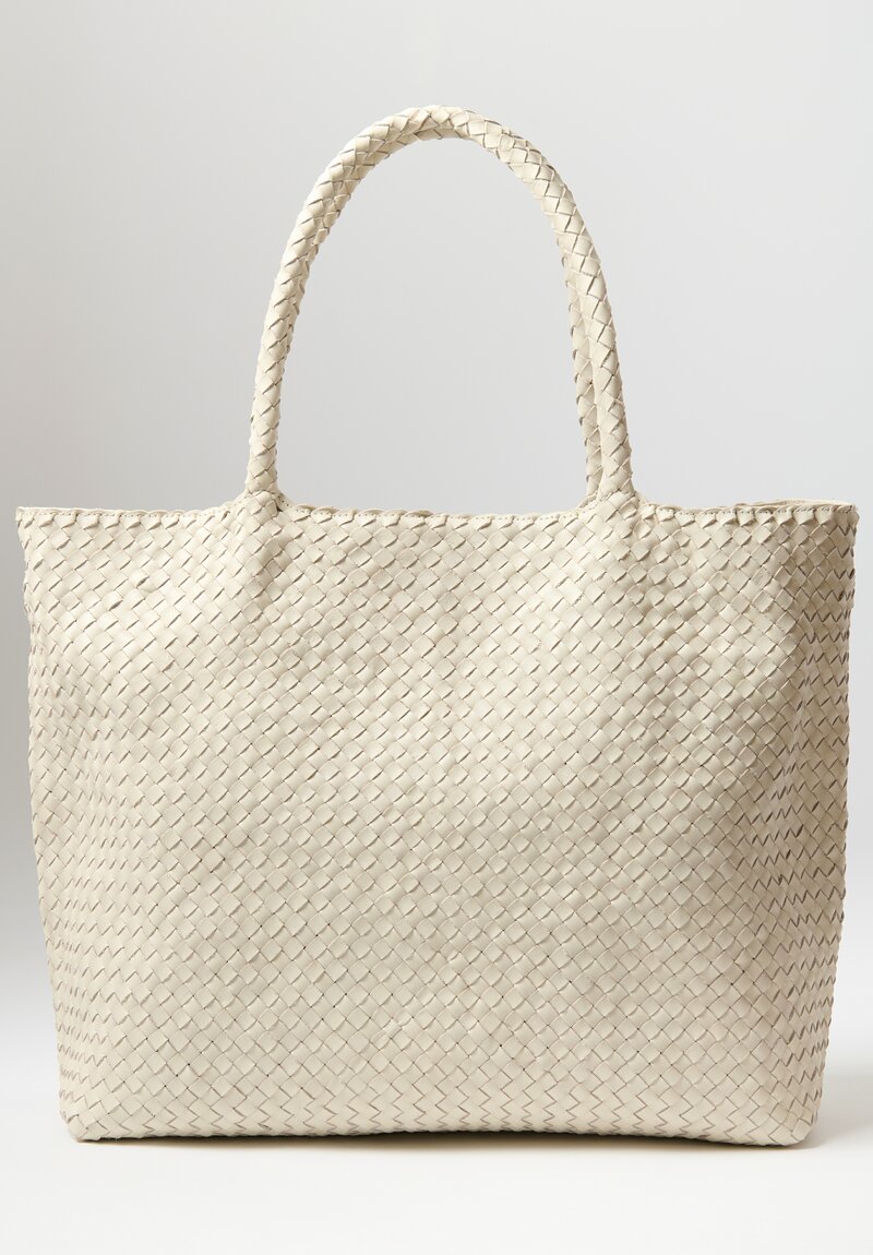 Officine Creative Large Woven Leather Class Tote Bag in Vapore White	