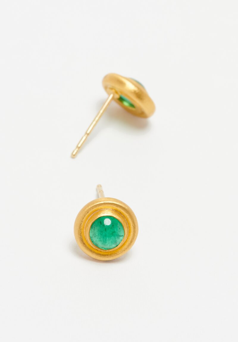 Lika Behar 24K, Emerald 'Sloane' Cabochon Stud Earrings	