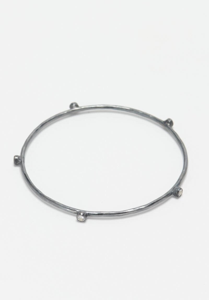 Lika Behar Oxidized Silver & Sapphires 'Hammered' Bangle Bracelet	