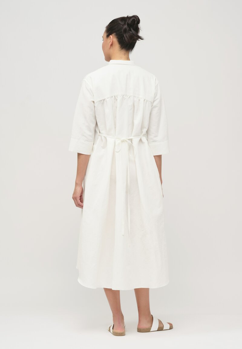 Asciari Cotton & Linen Ginger Dress in Natural White	