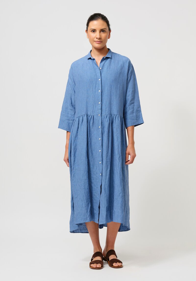 Asciari Linen Ginger Dress in Dusty Blue