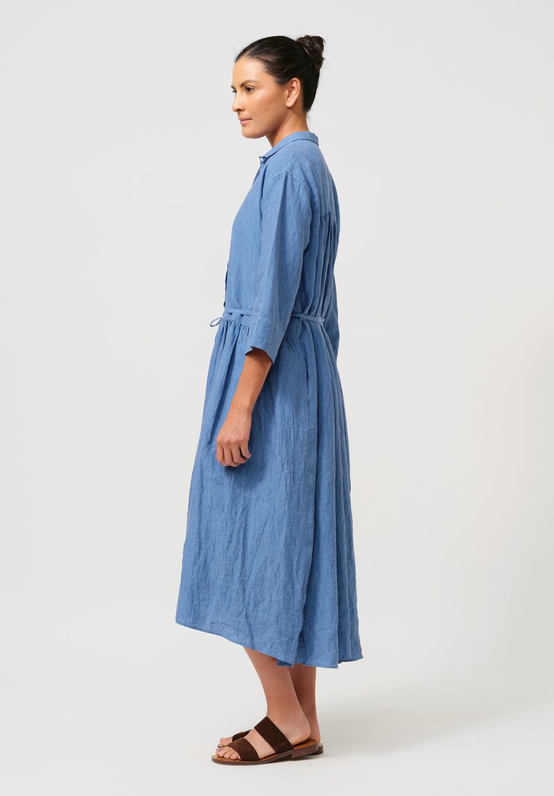 Asciari Linen Ginger Dress in Dusty Blue