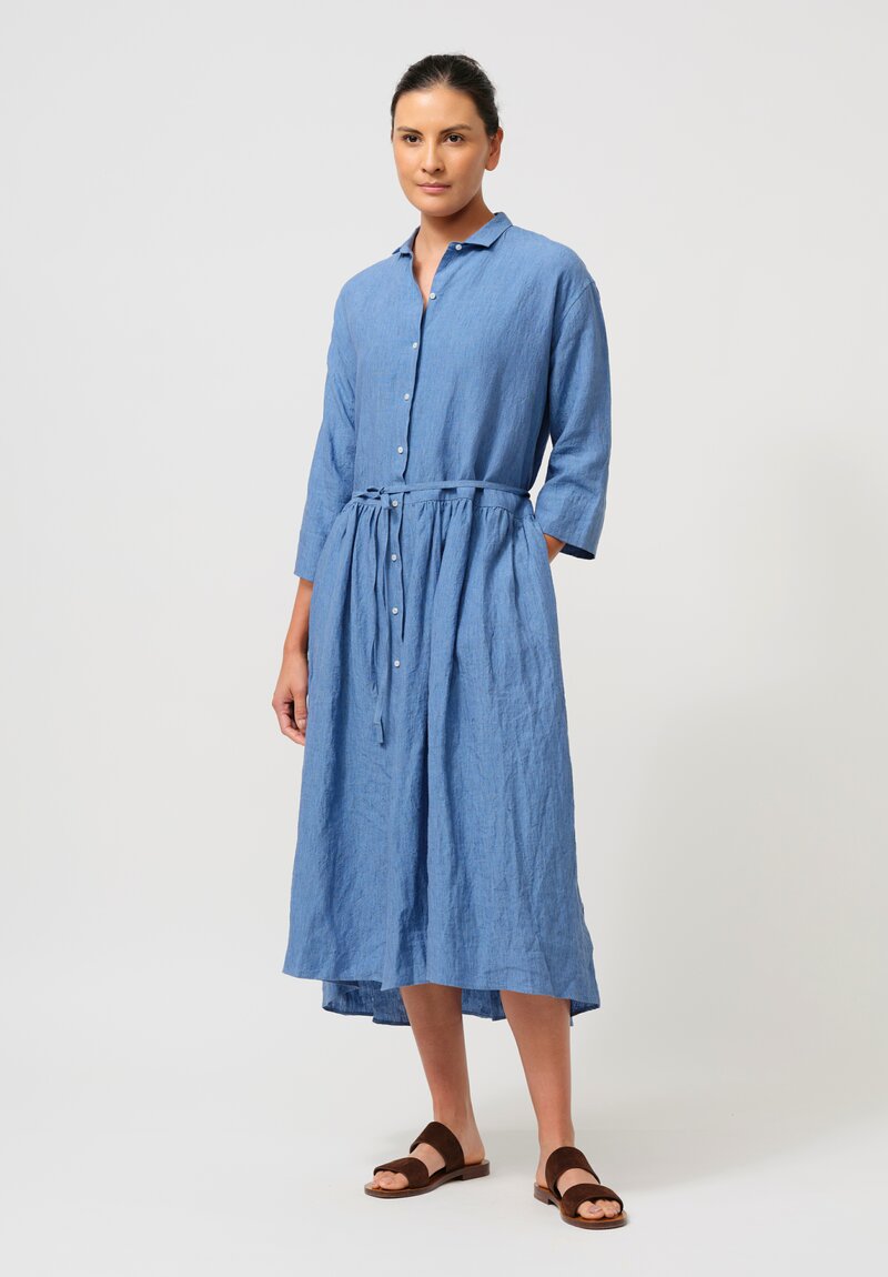 Asciari Linen Ginger Dress in Dusty Blue
