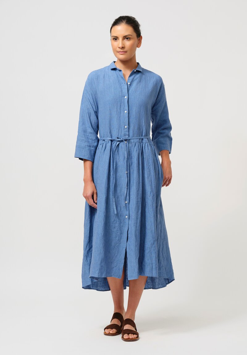 Asciari Linen Ginger Dress in Dusty Blue