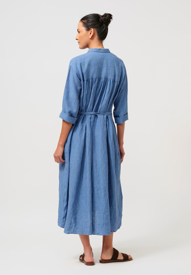 Asciari Linen Ginger Dress in Dusty Blue