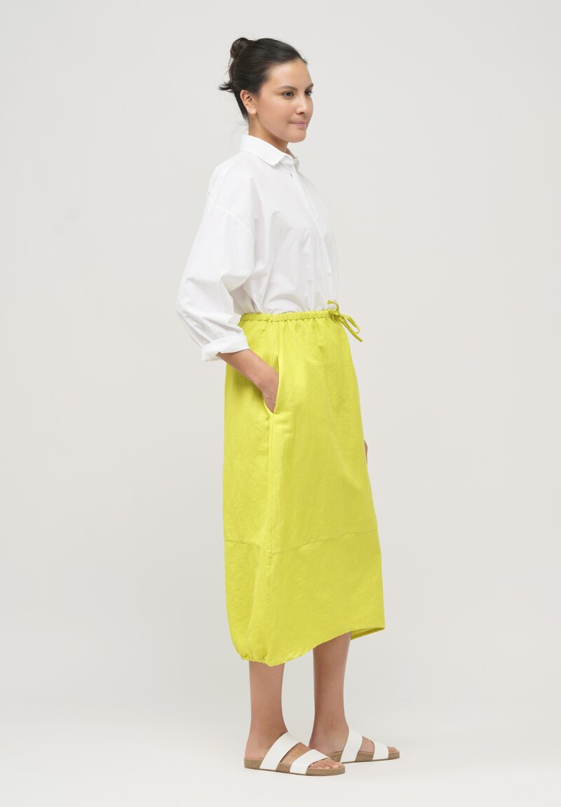 Asciari Cotton & Linen Claire Skirt in Corn Green	