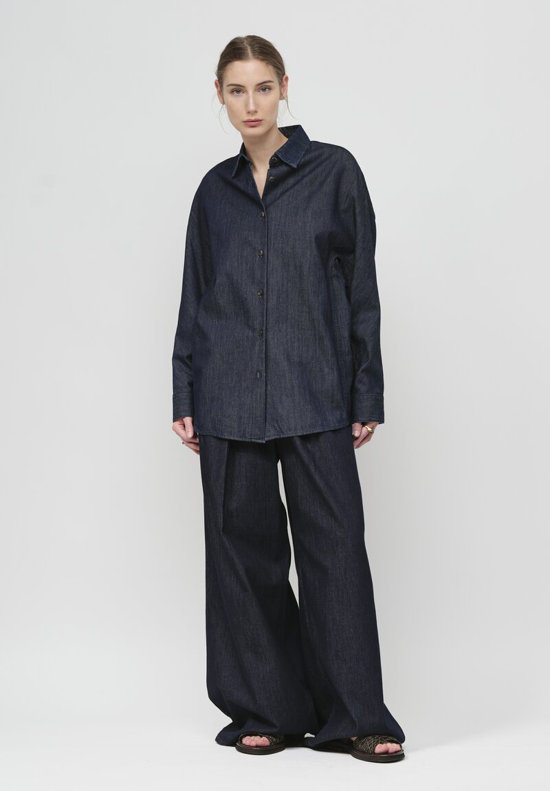 Dries Van Noten Denim Casio Shirt in Indigo Blue