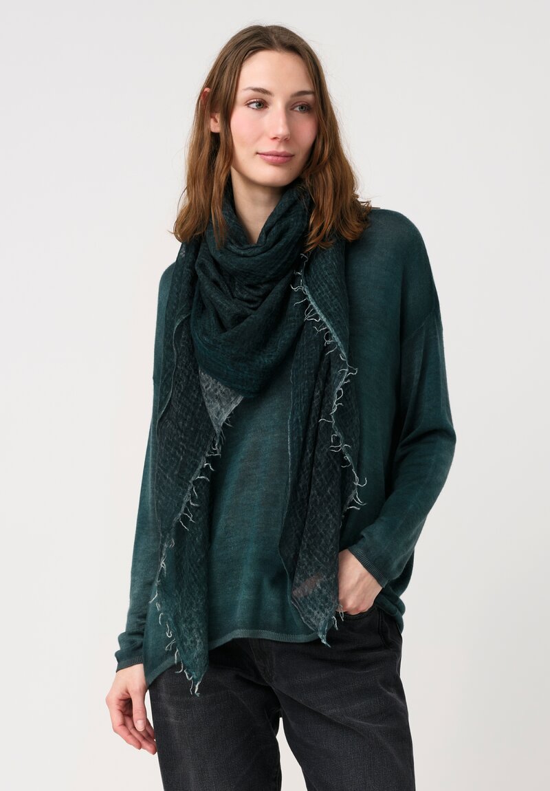 Avant Toi Cashmere & Silk Hand-Painted Maglia V-Neck Sweater in Nero & Provence Green