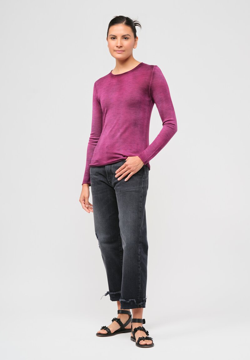 Avant Toi Cashmere & Silk Hand-Painted Sweater in Nero Clematis Purple	
