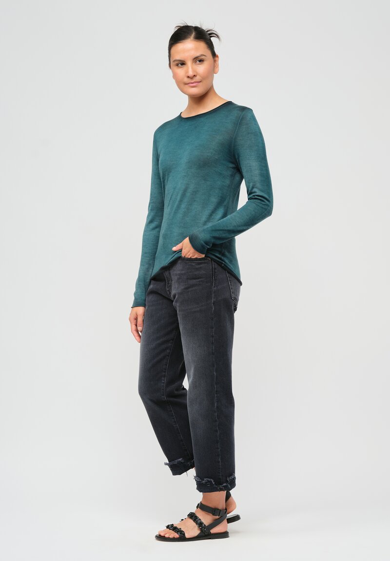 Avant Toi Cashmere & Silk Hand-Painted Sweater in Nero Provence Green	