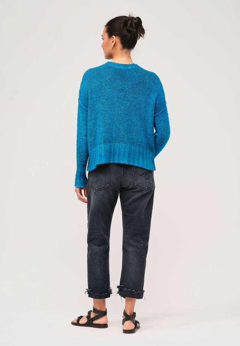 Avant Toi Cotton Hand-Painted Sweater in Nero Nigella Blue	