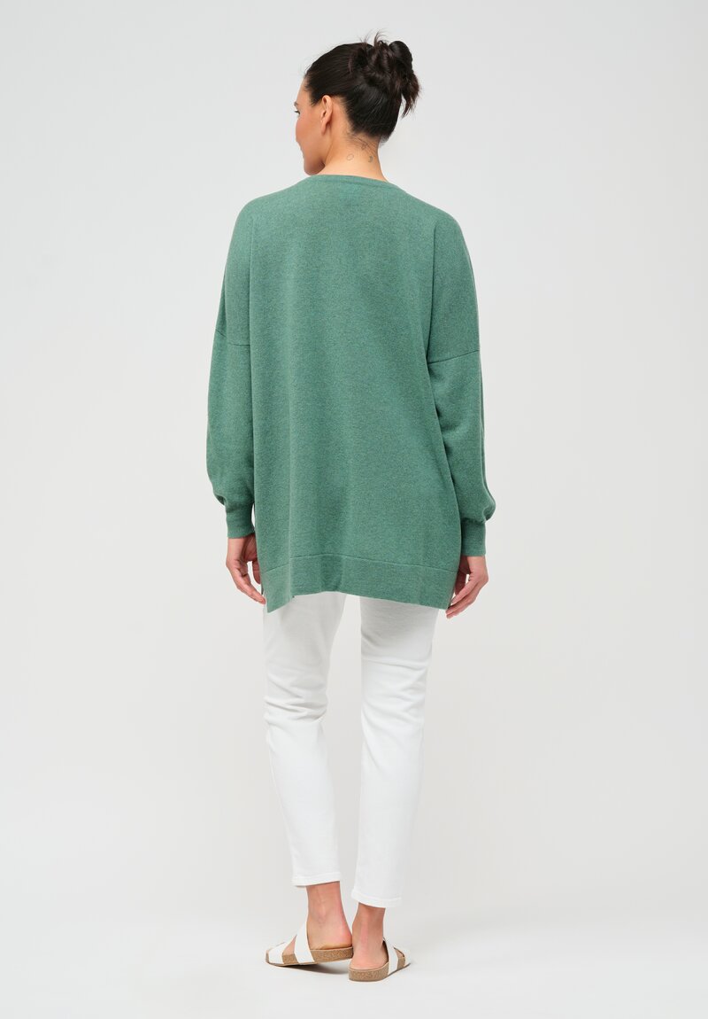 Hania New York Cashmere Marley V-Neck Sweater in Strath Green	