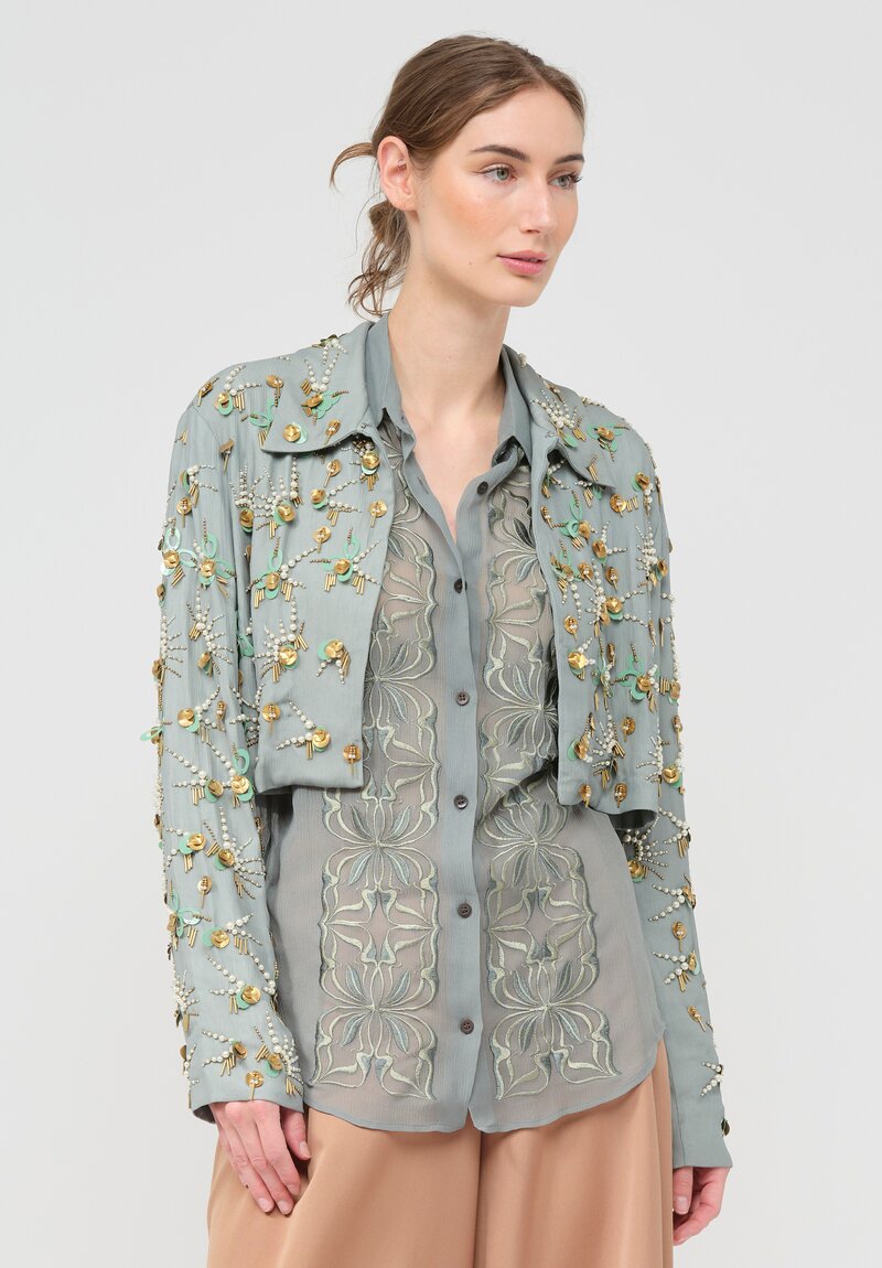 Dries Van Noten Viano Jacket in Teal Green	