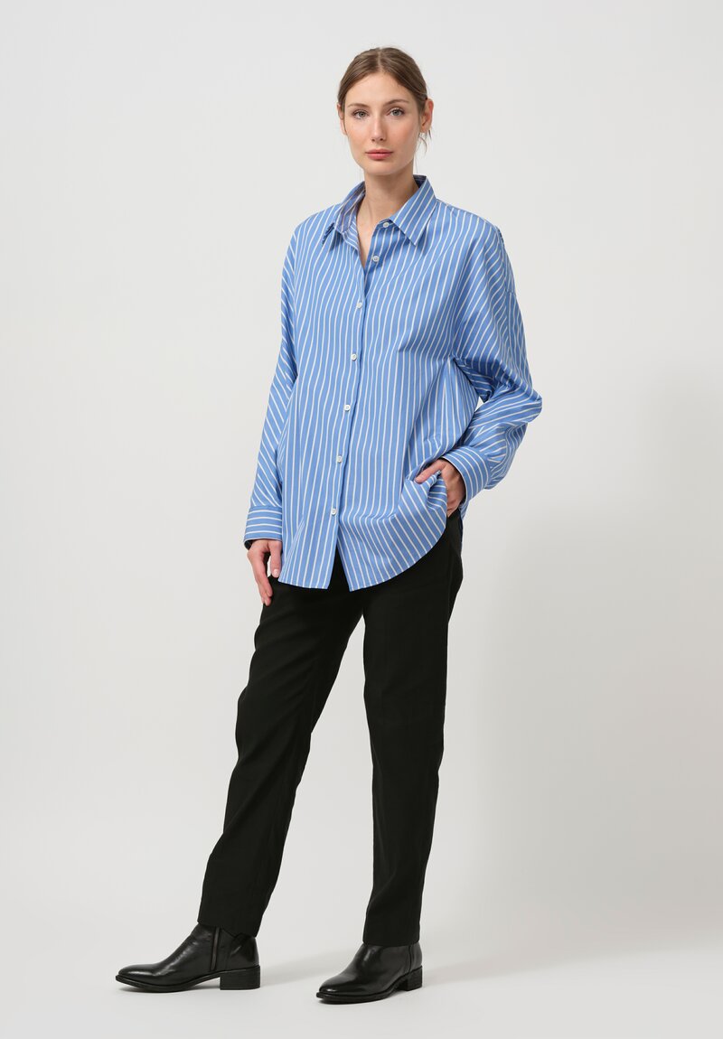 Dries Van Noten Cotton Striped Casio Shirt in Blue	