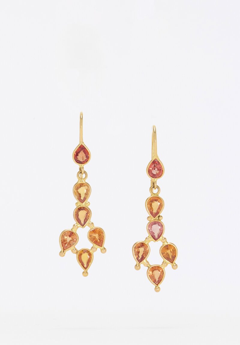 Anil Kumar 18K, Orange Sapphire Earrings	