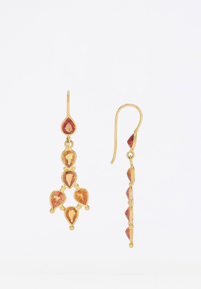 Anil Kumar 18K, Orange Sapphire Earrings	