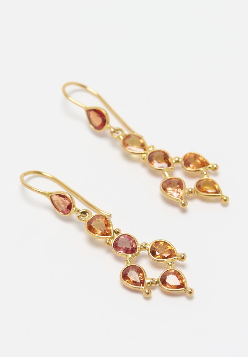 Anil Kumar 18K, Orange Sapphire Earrings	