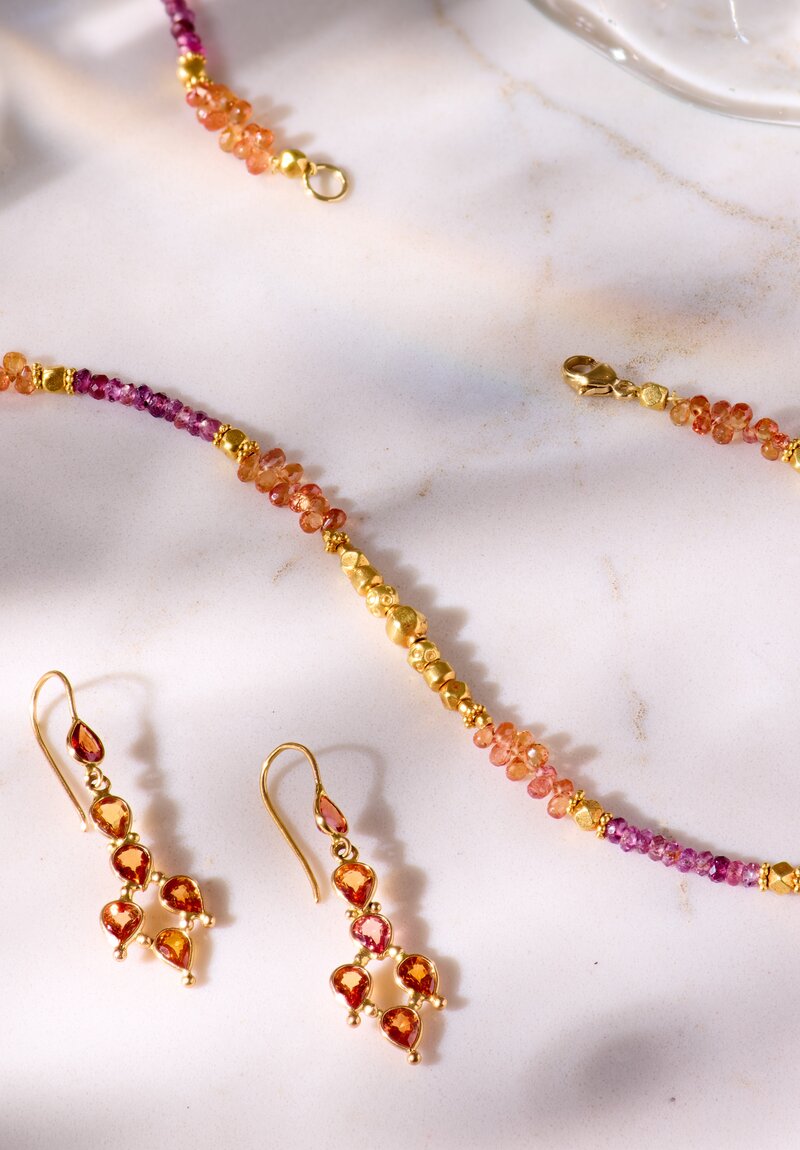 Anil Kumar 18K, Orange Sapphire Earrings	