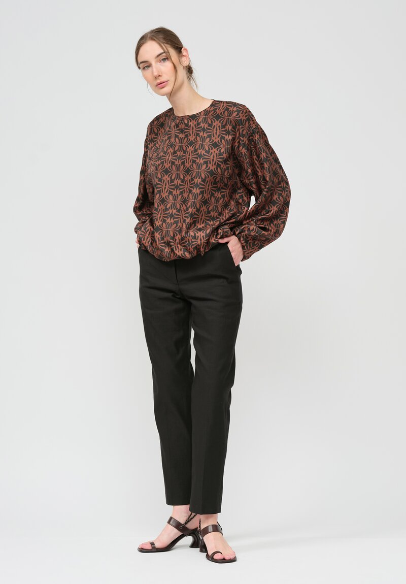 Dries Van Noten Silk Capo Shirt in Brown & Black	