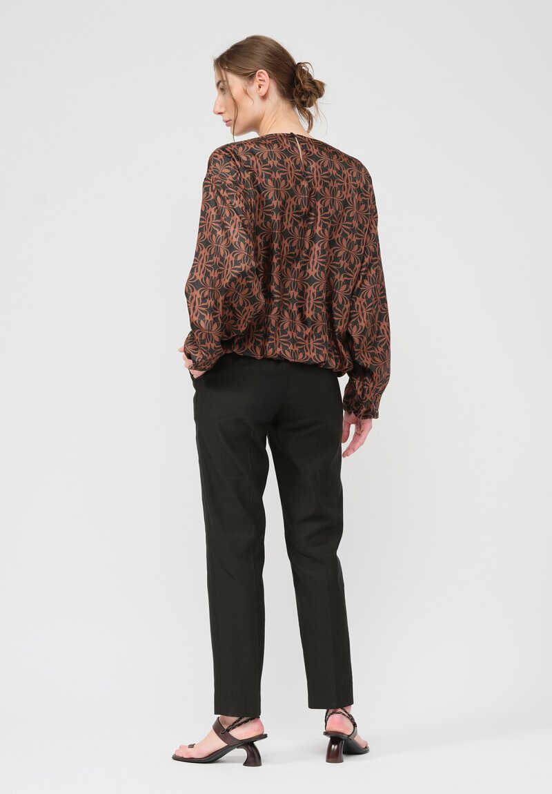 Dries Van Noten Silk Capo Shirt in Brown & Black	