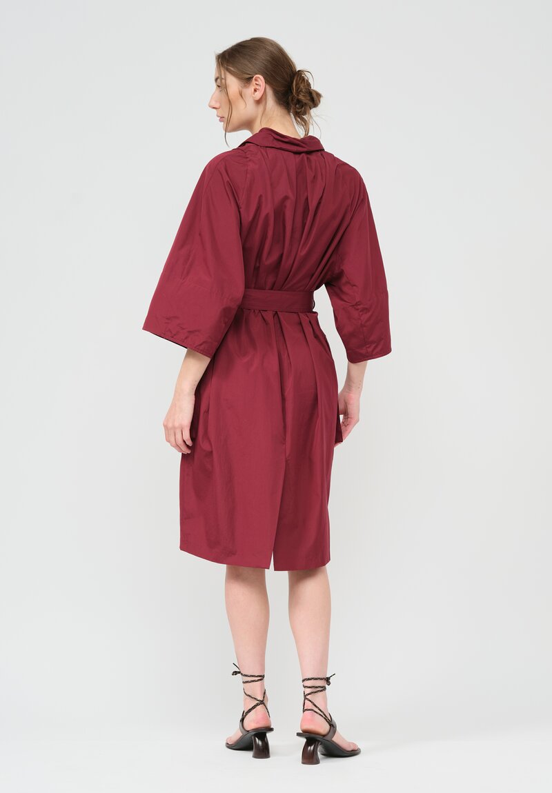 Dries Van Noten Cotton Debrasa Dress in Maroon Red	