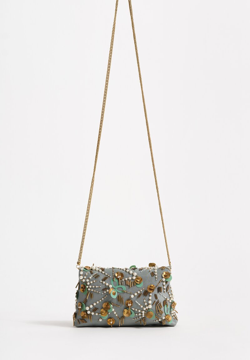 Dries Van Noten Embellished Envelope BagTeal Green